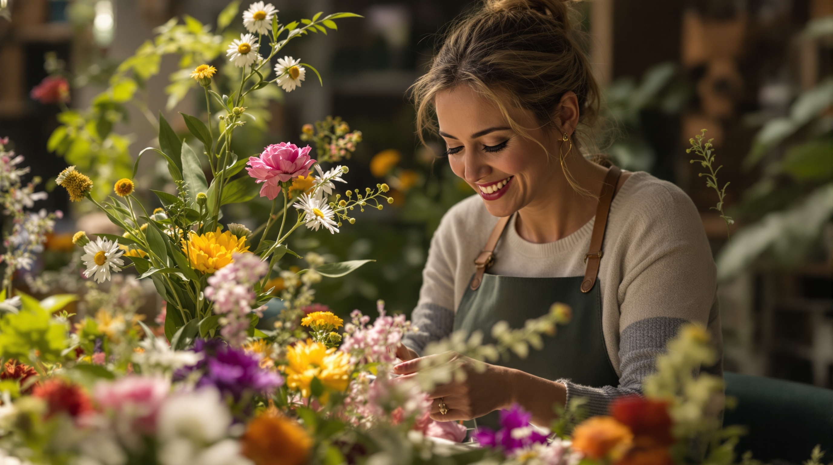 A warm, authentic portrait of a smiling volunteer in the forest.
